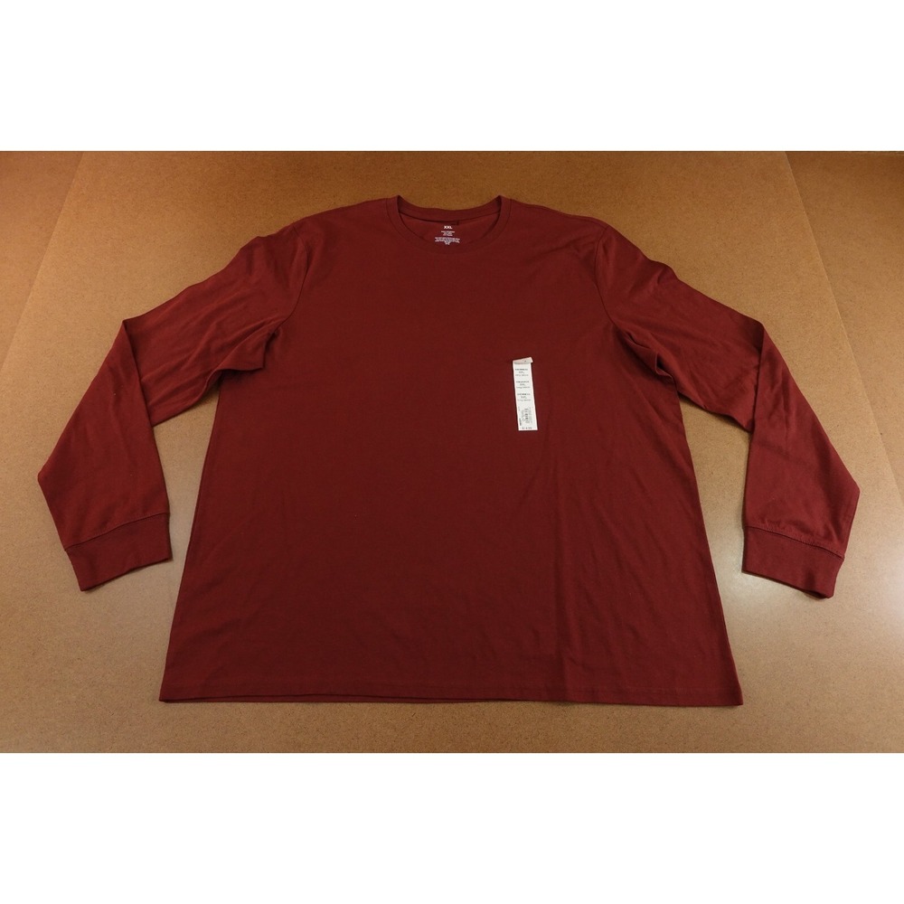 Sonoma Mens Size XXL Burnt Cherry Red Long Sleeve Crew Neck T-Shirt NWT